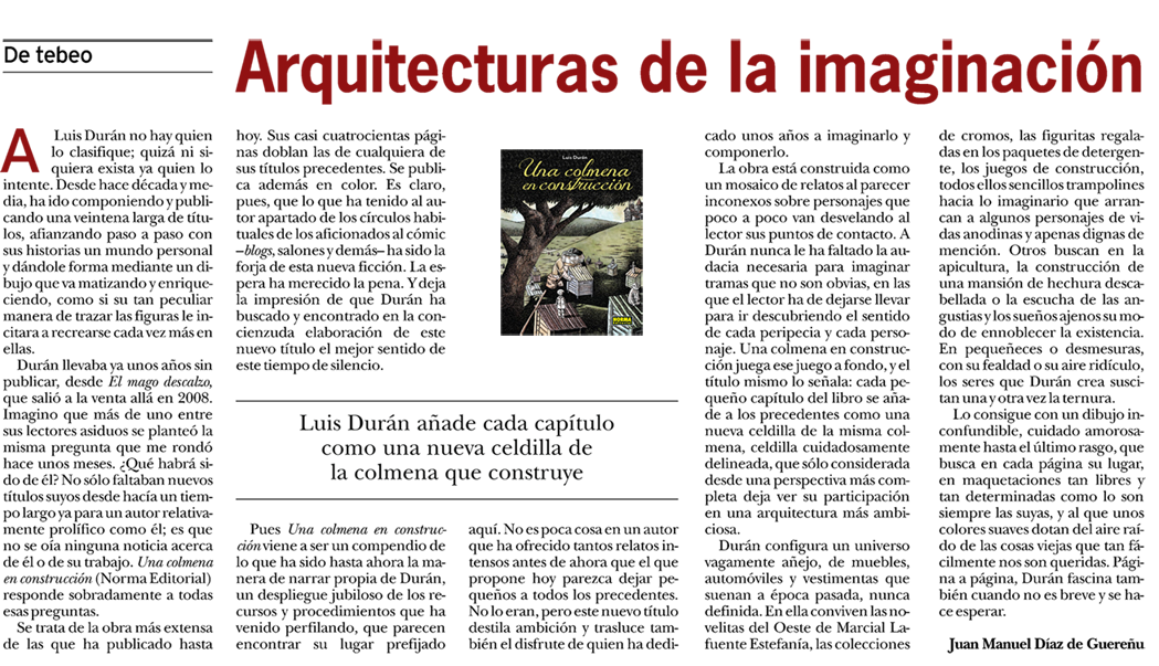 Reseña de Una colmena en construcción. Pérgola. Juan Manuel Díaz de Guereñu.